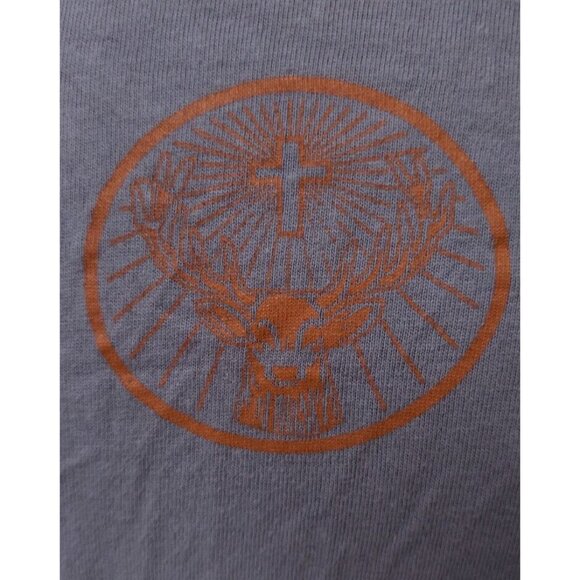 Jägermeister Mens Large Grey Spellout Distressed Deer Head Cross Tee Shirt - Picture 4 of 11